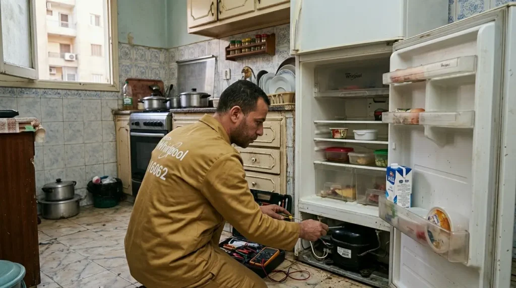 ثلاجة ويرلبول الموتور يعمل ولا تبرد