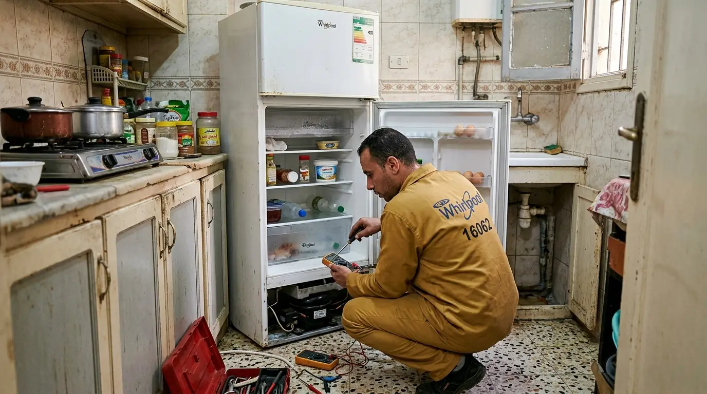 ثلاجة ويرلبول الموتور يعمل ولا تبرد