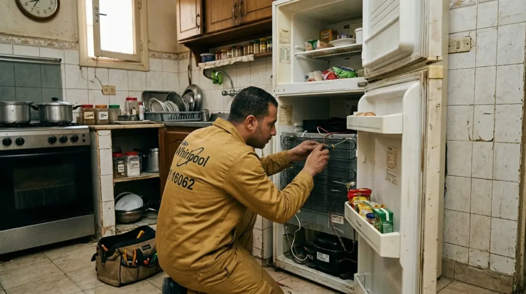 ثلاجة ويرلبول مفصلات الباب مكسورة